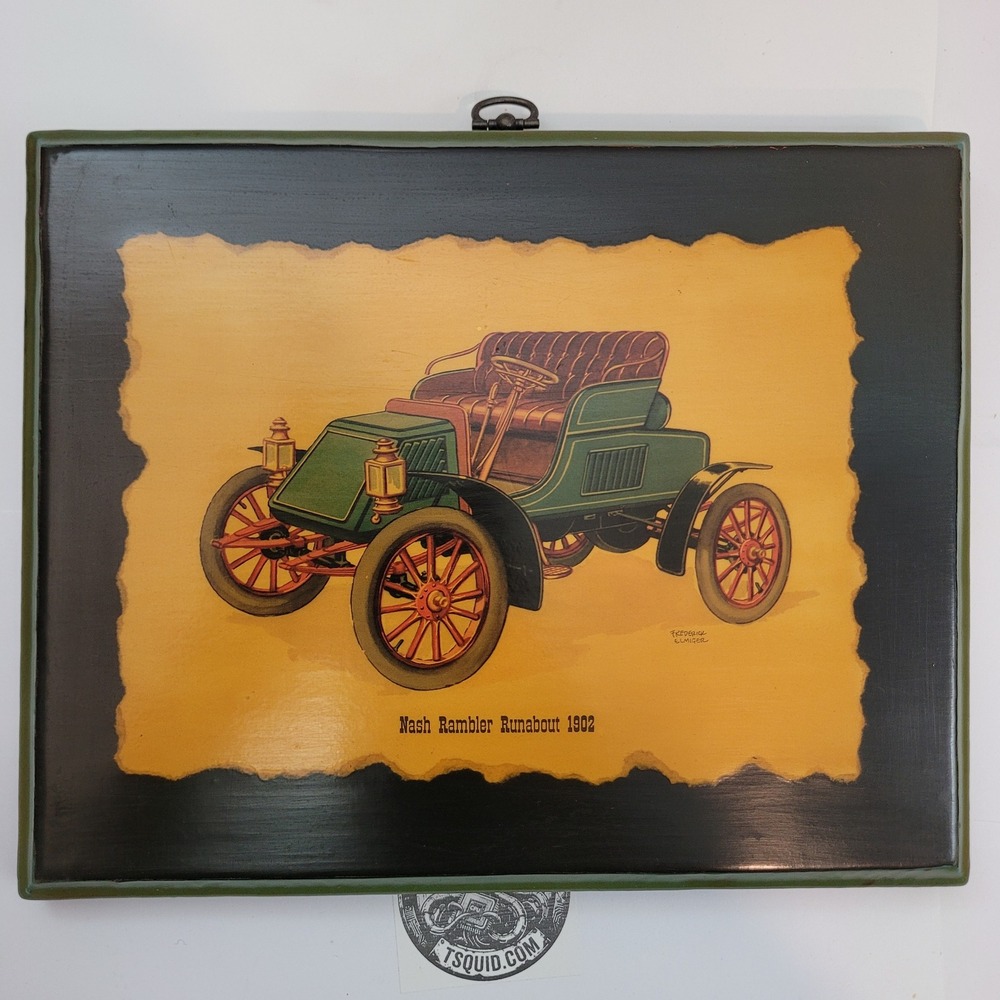 Frederick Elmiger Vintage Wall Art 1902 Nash Rambler Runabout Wood Plaque